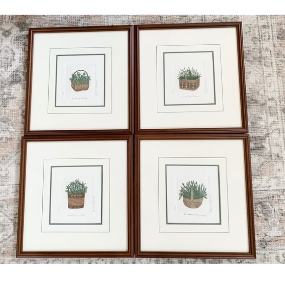 Barbie Tidwell Signed Set Of 4 Framed Colored Etchings
